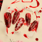 Press-On Stiletto Nails Red Transparent Reinforced Hold