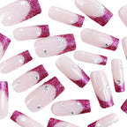 Press-On Stiletto Nails Sparkling Gradient Tips & Adhesive Backing