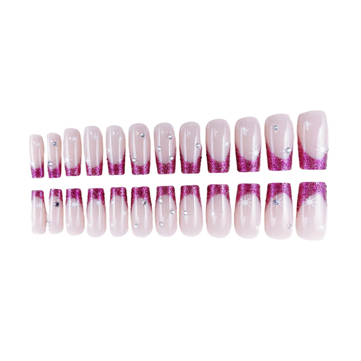 Press-On Stiletto Nails Sparkling Gradient Tips & Adhesive Backing