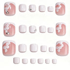Press-On Toe Nails Floral Design Glue-Free Comfortable Fit