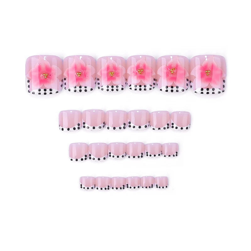 Press-On Toe Nails Floral Design No Glue