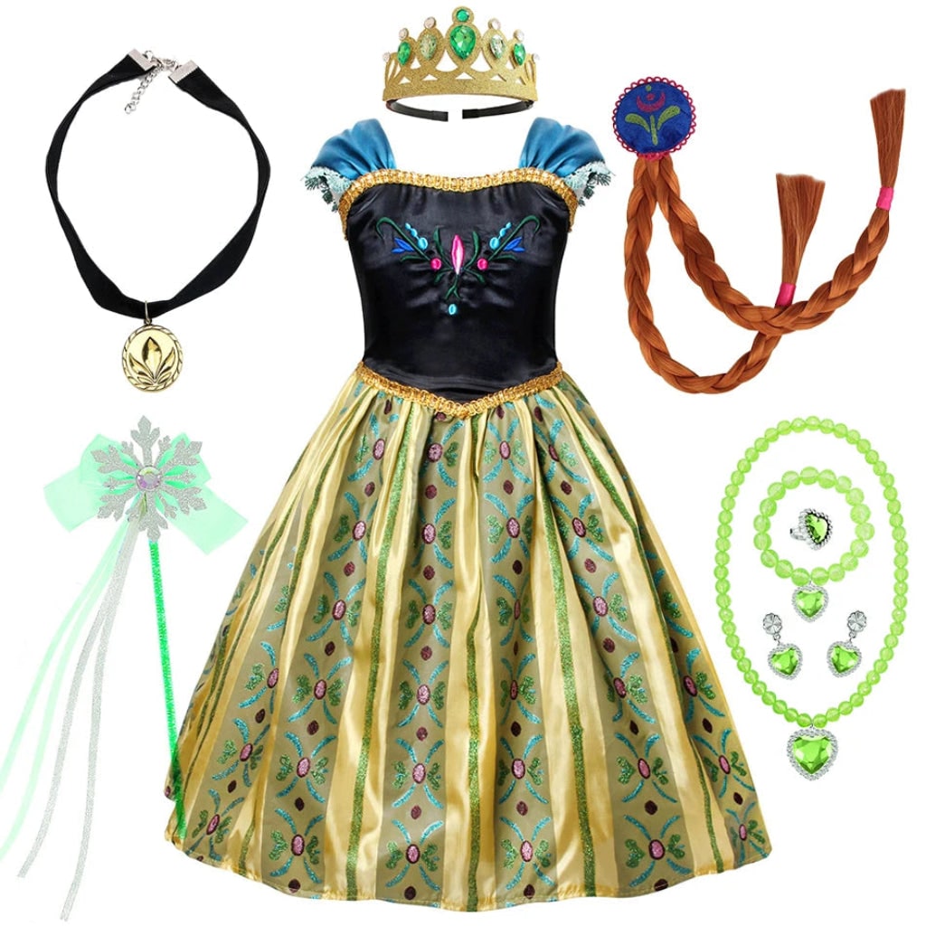 Princess Costume Puff Sleeves Matching Accessories Lightweight