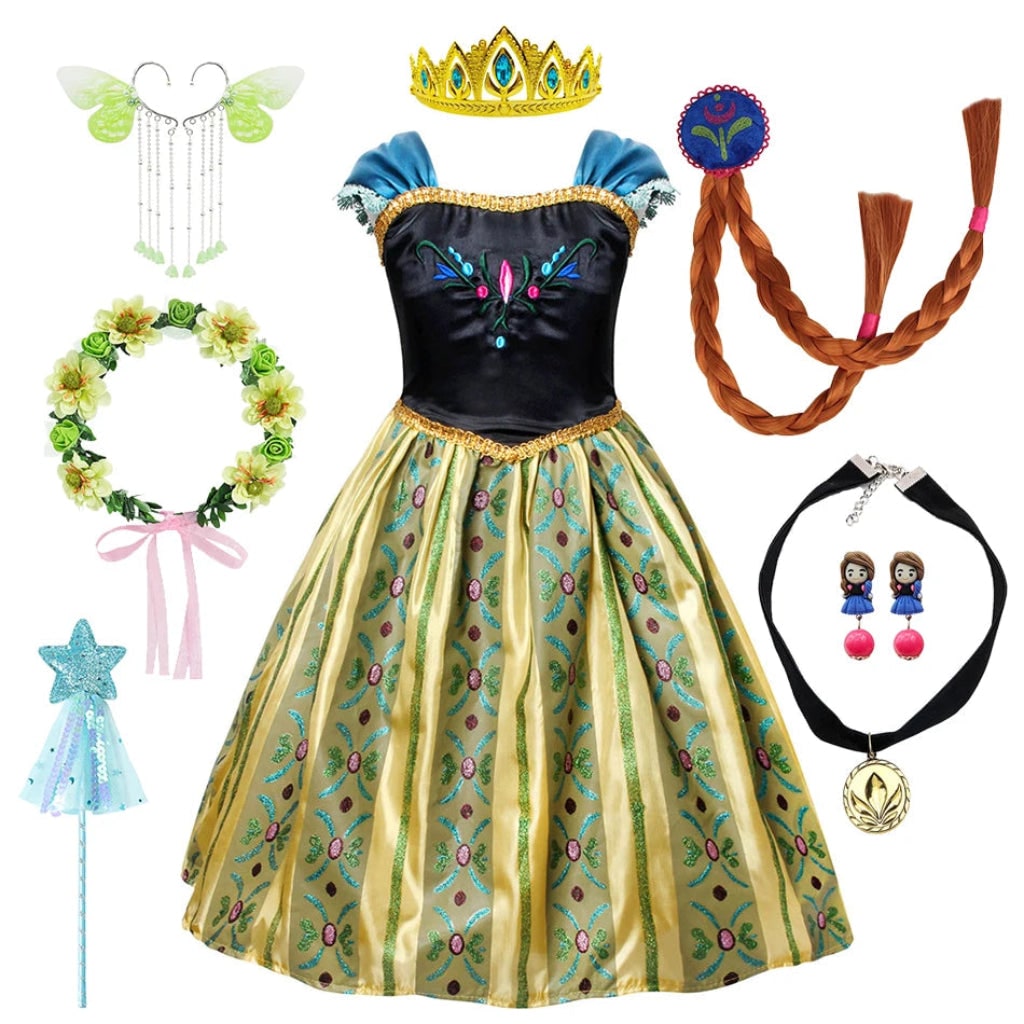 Princess Costume Puff Sleeves Matching Accessories Lightweight