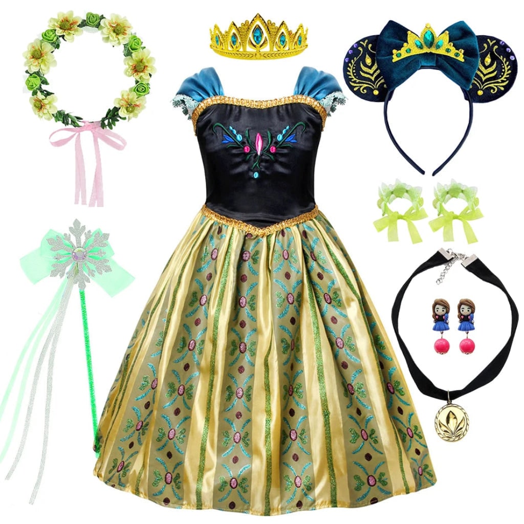 Princess Costume Puff Sleeves Matching Accessories Lightweight
