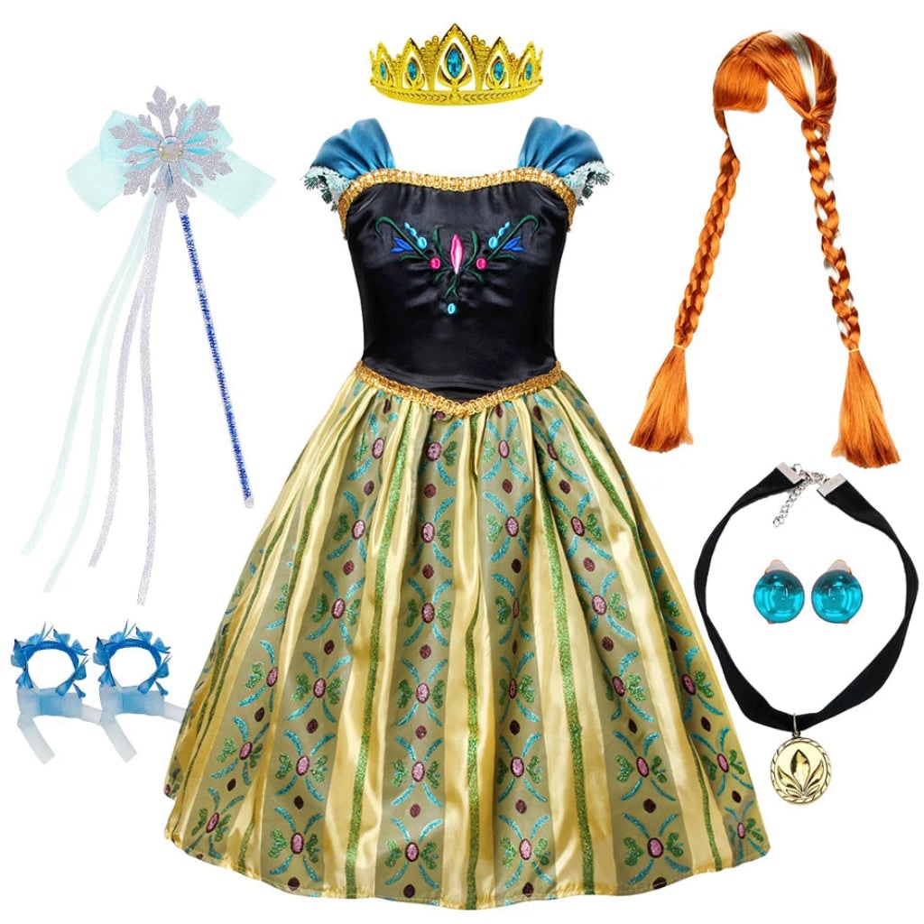 Princess Costume Puff Sleeves Matching Accessories Lightweight