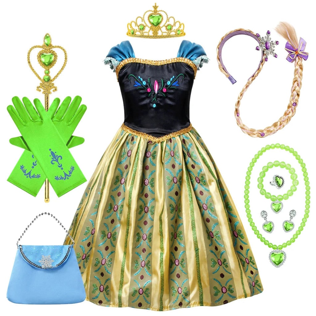Princess Costume Puff Sleeves Matching Accessories Lightweight