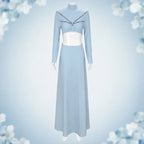 Princess Costume Satin Dress Draped Cape & Pearl Accents