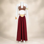 Princess Costume Satin Dress Draped Cape & Pearl Accents