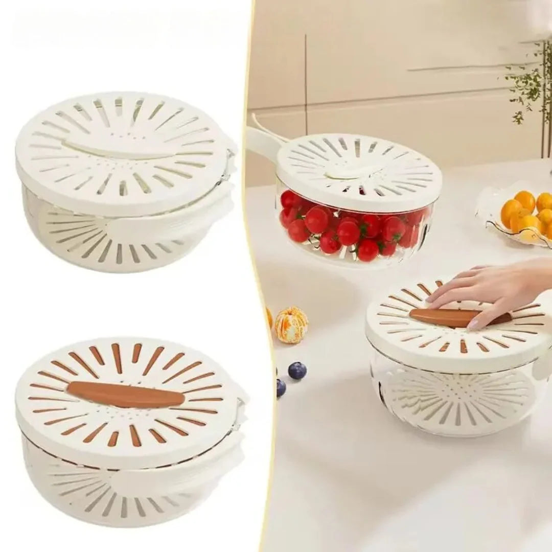 Produce Storage Container Draining Lid & Colander
