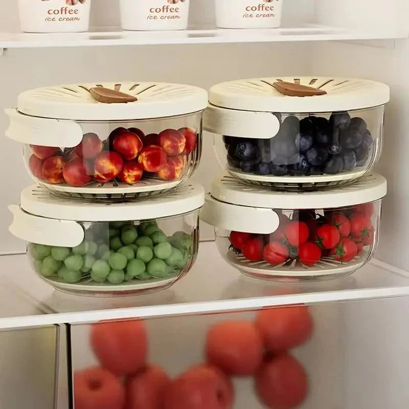 Produce Storage Container Draining Lid & Colander