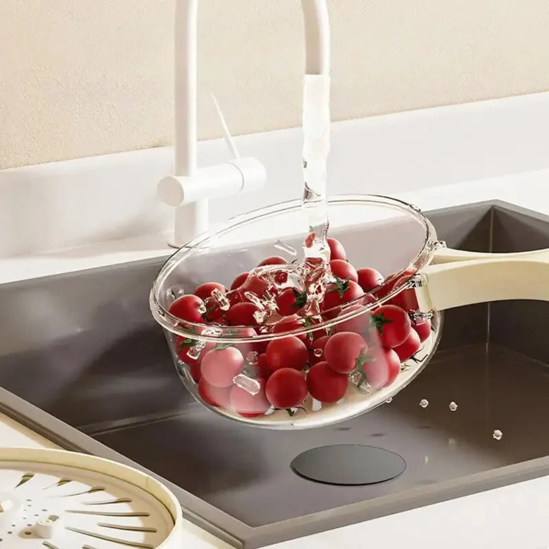 Produce Storage Container Draining Lid & Colander