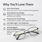 Progressive Glasses Photochromic & Anti-Blue Light Scratch-Resistant