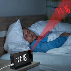 Projection Alarm Clock Rotating 180° Dimmable LED Dual Alarms
