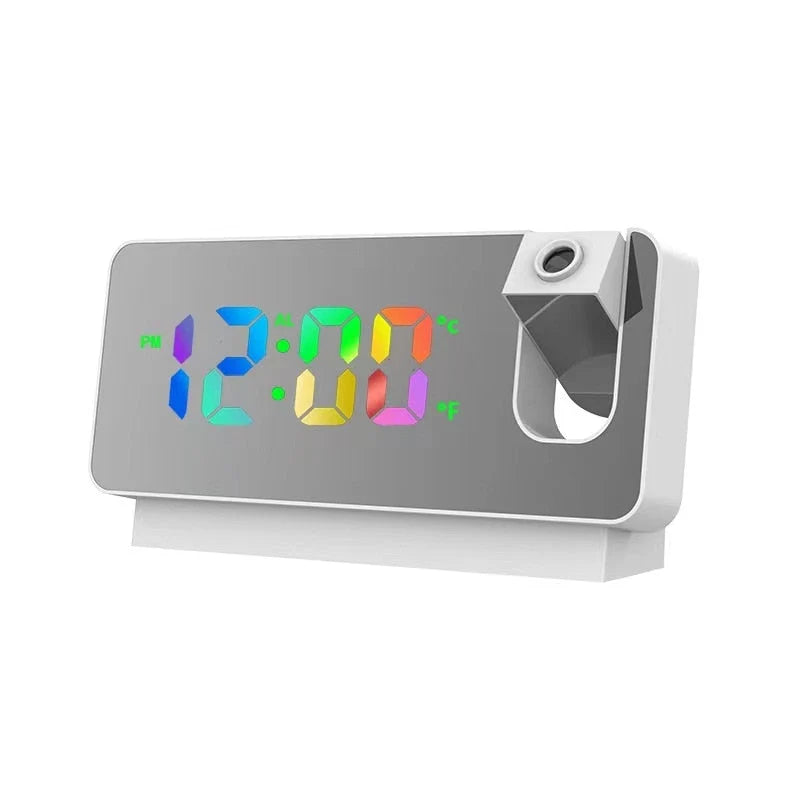 Projection Alarm Clock Rotating 180° Dimmable LED Dual Alarms