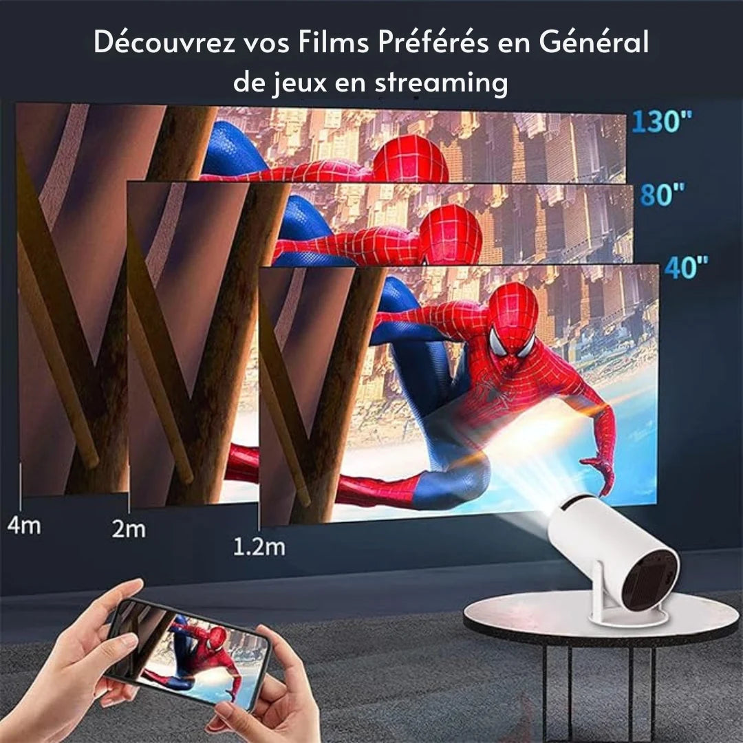Projector 4K Wi-Fi & Bluetooth Built-In Speakers 180° Adjustable