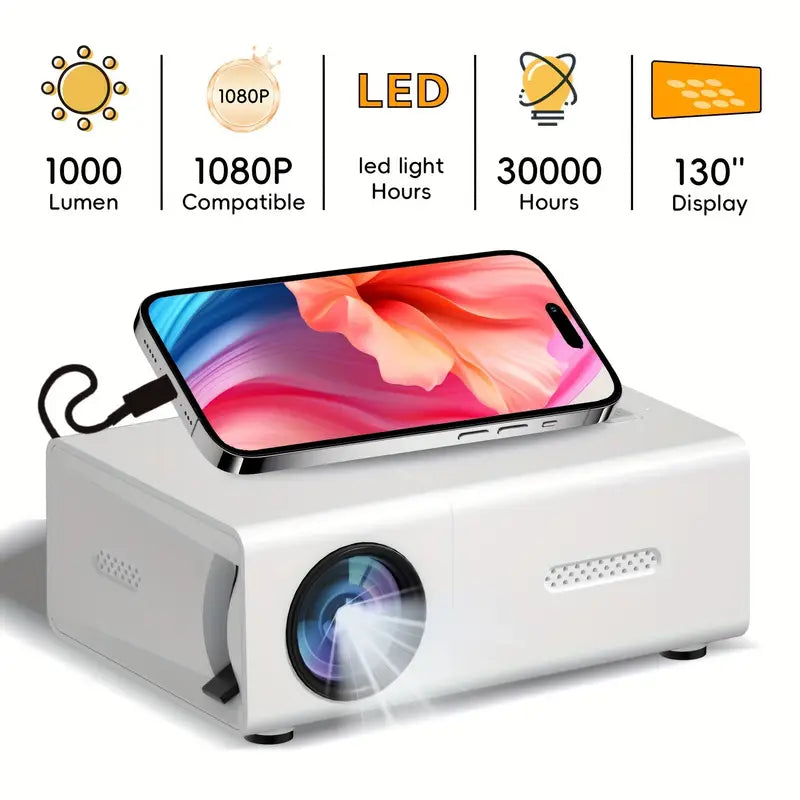 Projector 720P LED Portable Wireless HDMI & USB