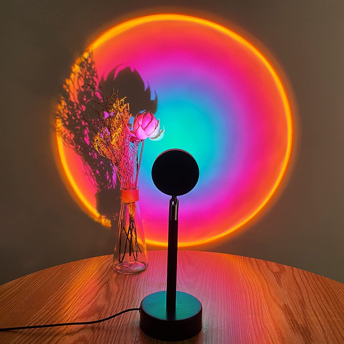 Projector Lamp 16-Color Adjustable Angle Remote & USB-Powered