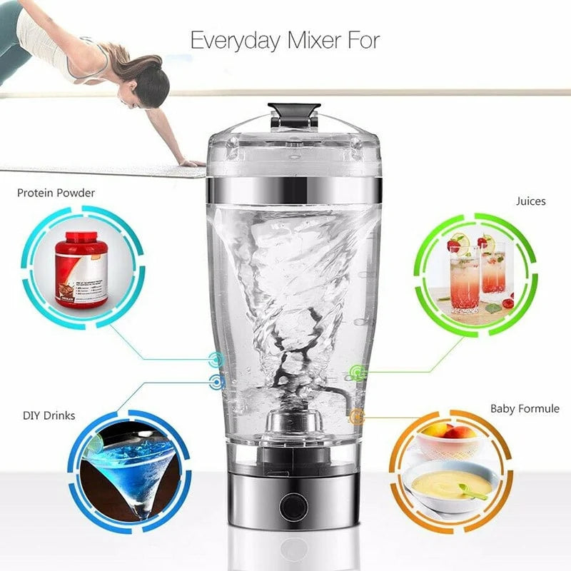 Protein Shaker Bottle Motorized Vortex USB Rechargeable BPA-Free