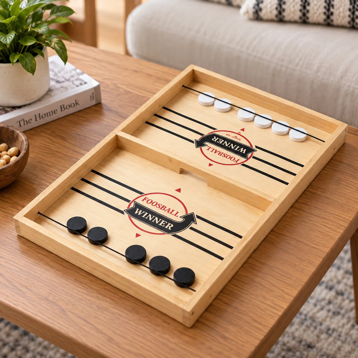 Puck Flick Game Pine Wood Rubber Band Shooter