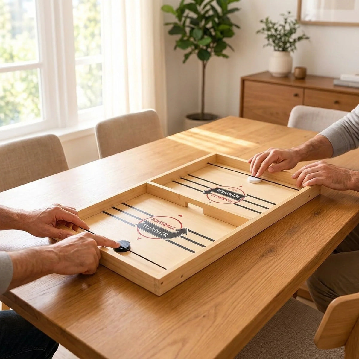 Puck Flick Game Pine Wood Rubber Band Shooter