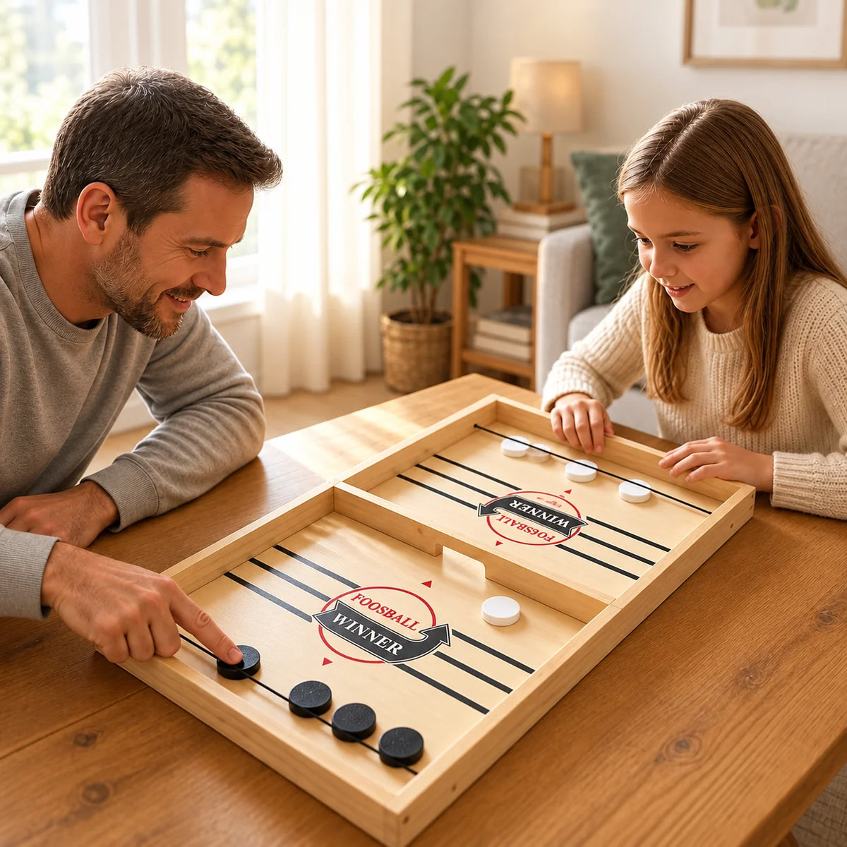Puck Flick Game Pine Wood Rubber Band Shooter