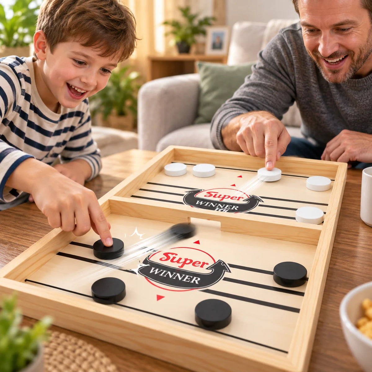Puck Flick Game Pine Wood Rubber Band Shooter