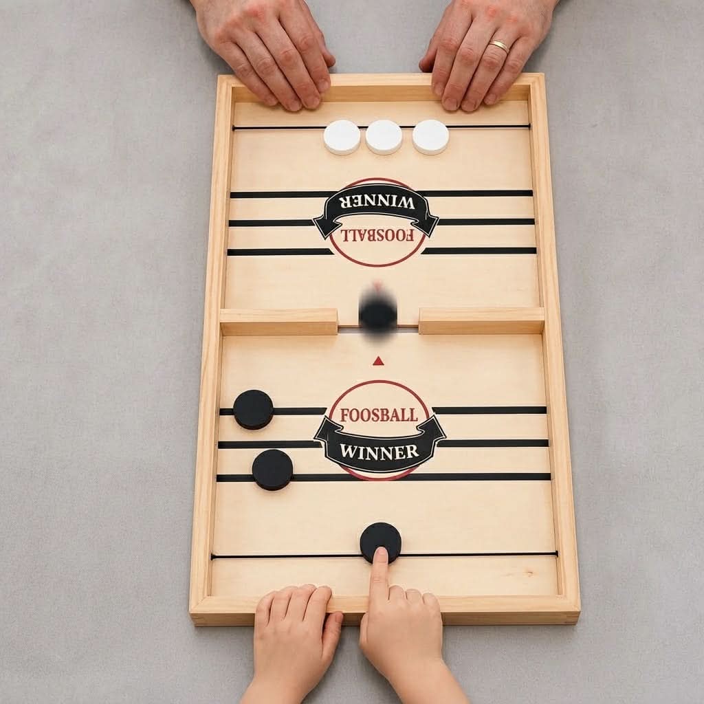 Puck Flick Game Pine Wood Rubber Band Shooter