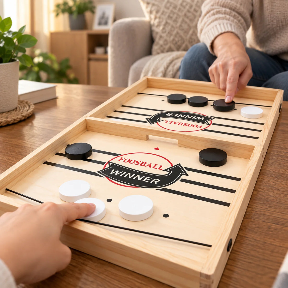 Puck Flick Game Pine Wood Rubber Band Shooter