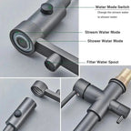 Pull-Down Kitchen Faucet Three-Way Purified Water Dual-Handle