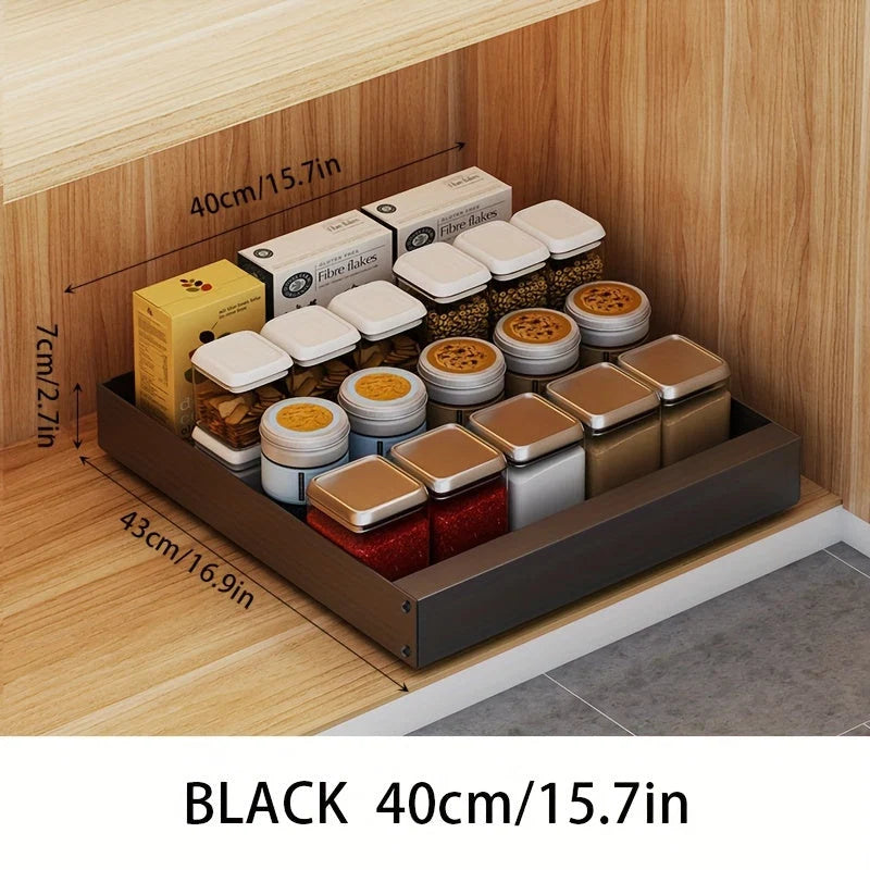 Pull-Out Cabinet Organizer Smooth-Glide Rust-Resistant Metal Space-Saving