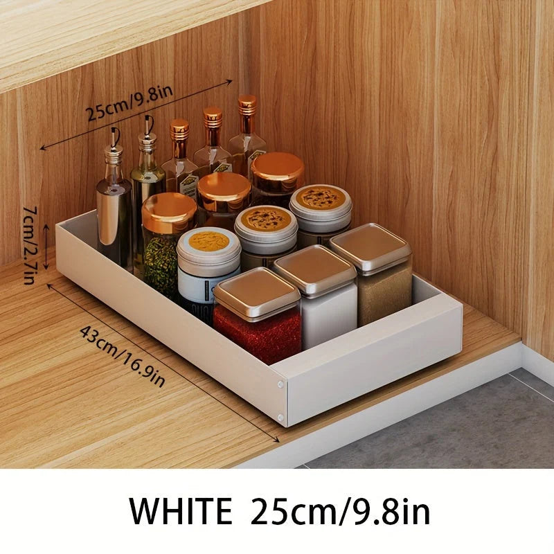 Pull-Out Cabinet Organizer Smooth-Glide Rust-Resistant Metal Space-Saving