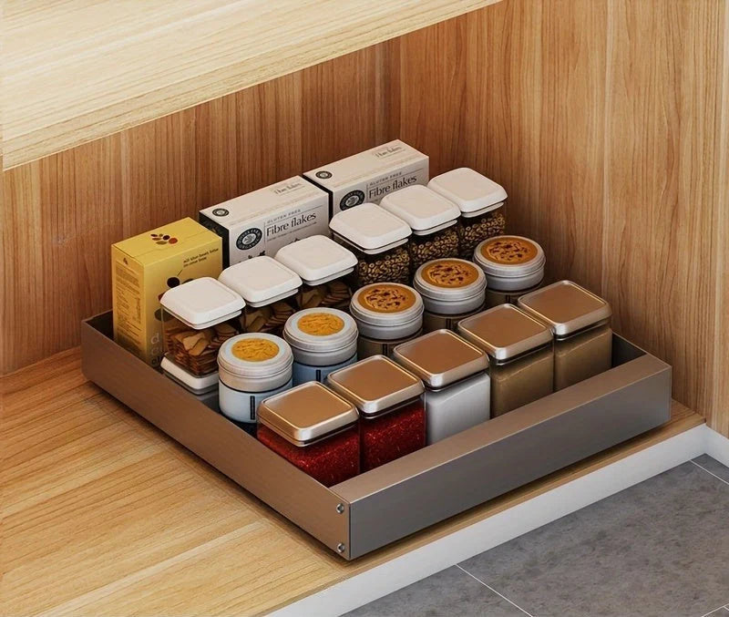 Pull-Out Cabinet Organizer Smooth-Glide Rust-Resistant Metal Space-Saving