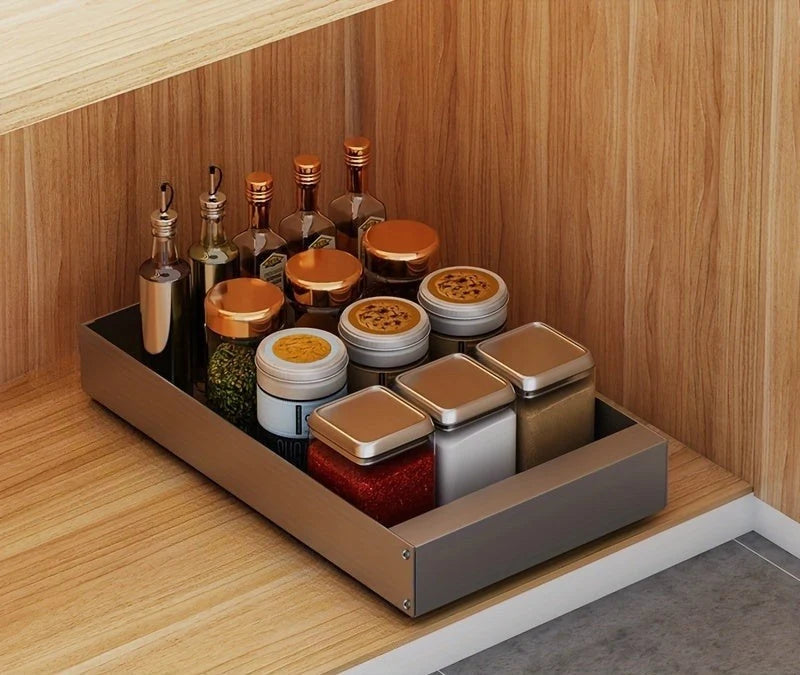 Pull-Out Cabinet Organizer Smooth-Glide Rust-Resistant Metal Space-Saving