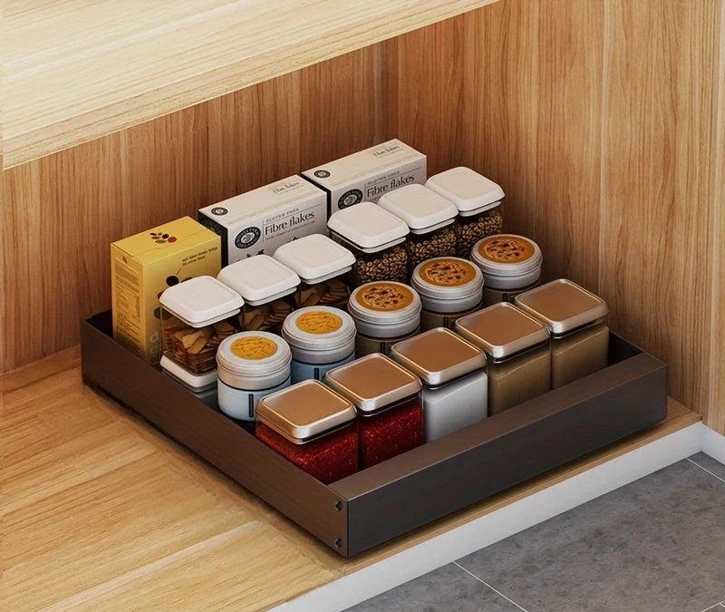 Pull-Out Cabinet Organizer Smooth-Glide Rust-Resistant Metal Space-Saving