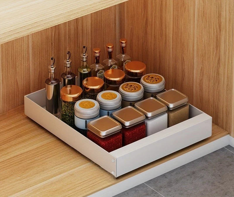 Pull-Out Cabinet Organizer Smooth-Glide Rust-Resistant Metal Space-Saving