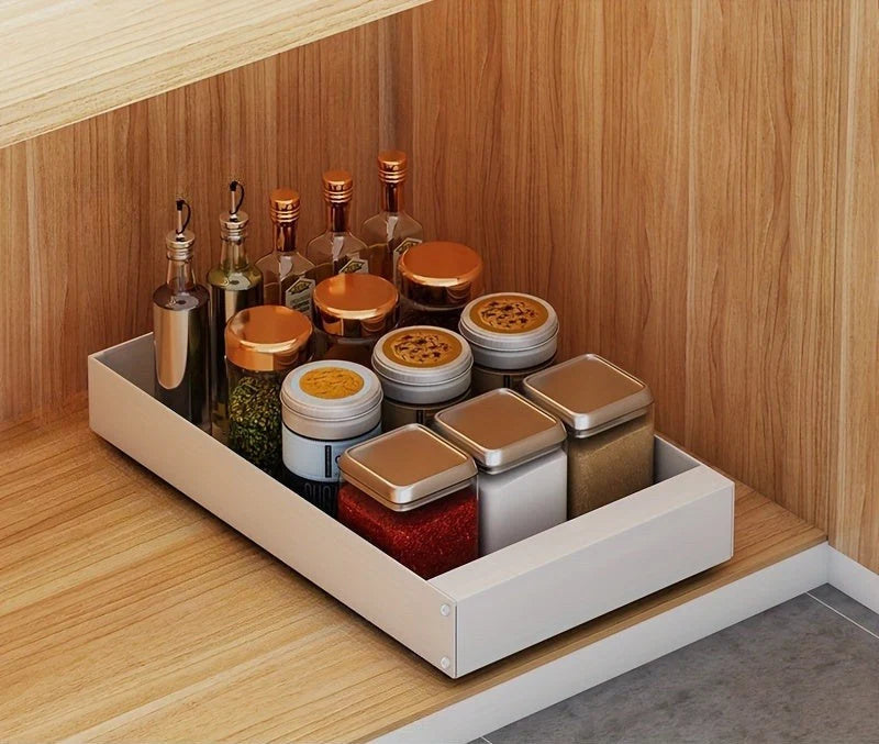 Pull-Out Cabinet Organizer Smooth-Glide Rust-Resistant Metal Space-Saving