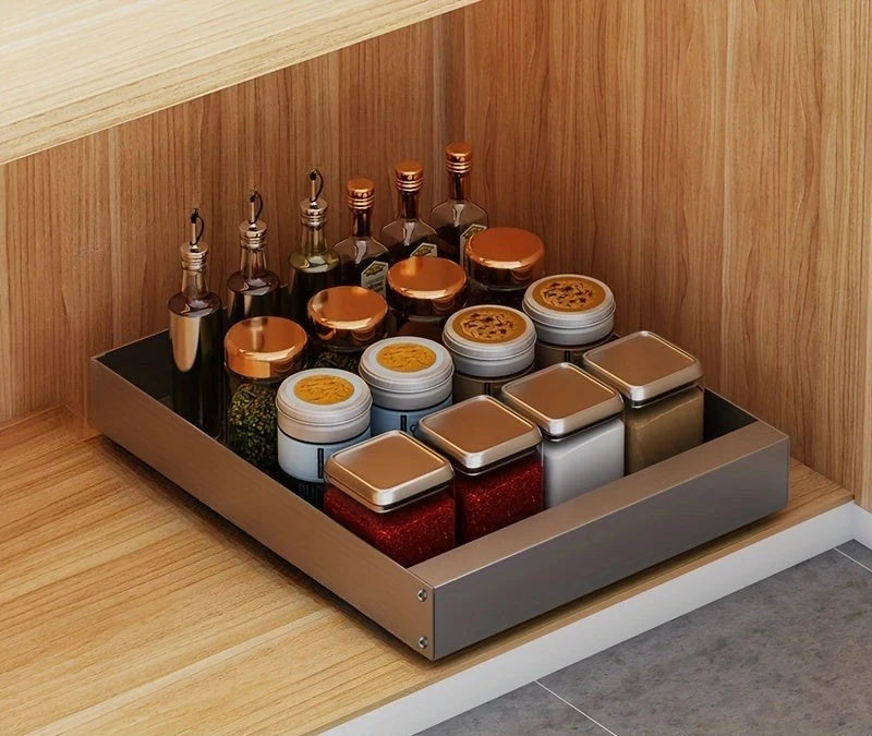 Pull-Out Cabinet Organizer Smooth-Glide Rust-Resistant Metal Space-Saving