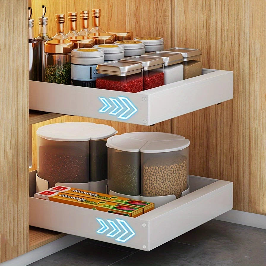 Pull-Out Cabinet Organizer Smooth-Glide Rust-Resistant Metal Space-Saving