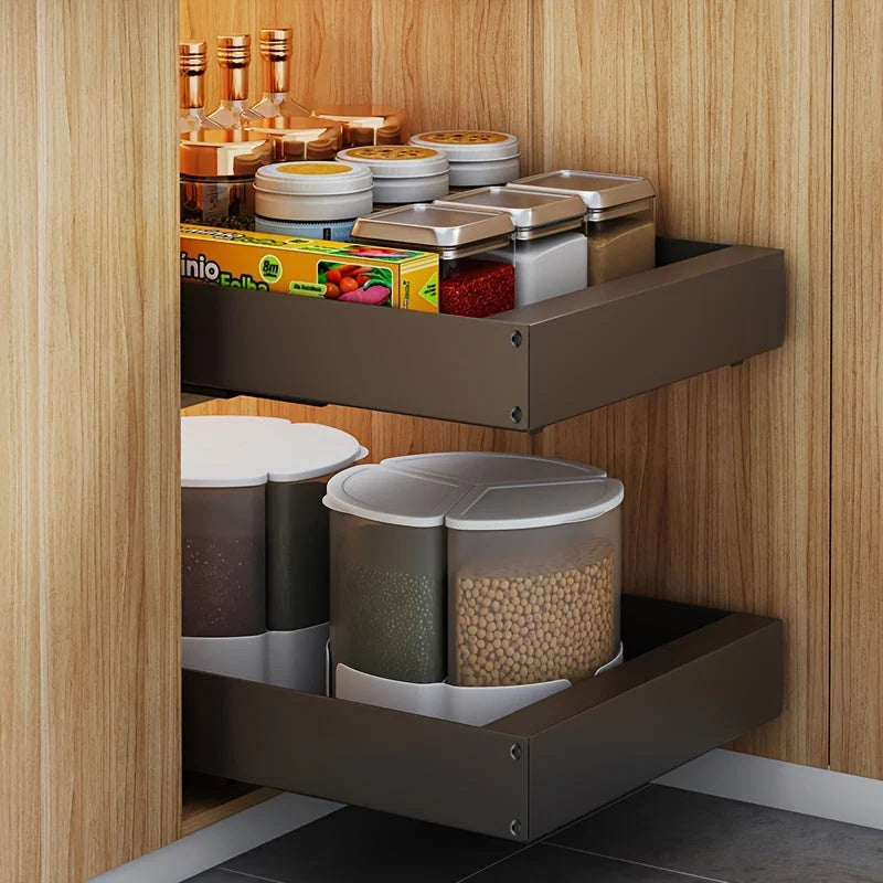 Pull-Out Cabinet Organizer Smooth-Glide Rust-Resistant Metal Space-Saving