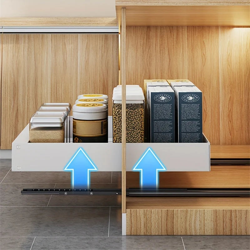 Pull-Out Cabinet Organizer Smooth-Glide Rust-Resistant Metal Space-Saving