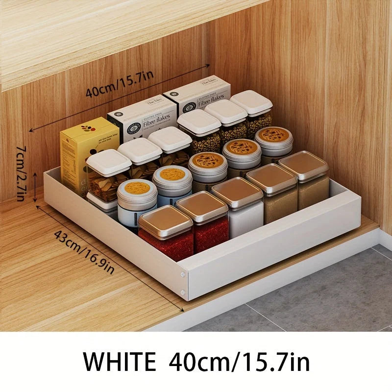 Pull-Out Cabinet Organizer Smooth-Glide Rust-Resistant Metal Space-Saving