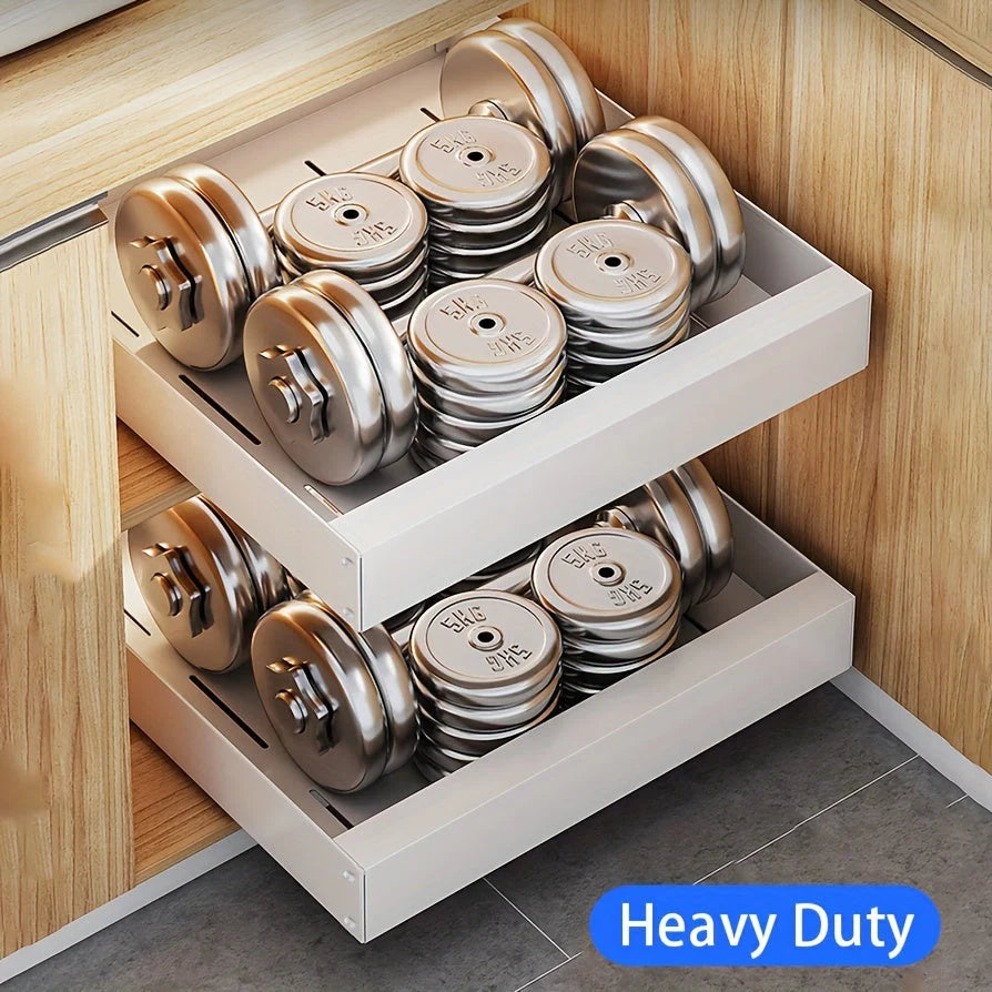 Pull-Out Cabinet Organizer Smooth-Glide Rust-Resistant Metal Space-Saving