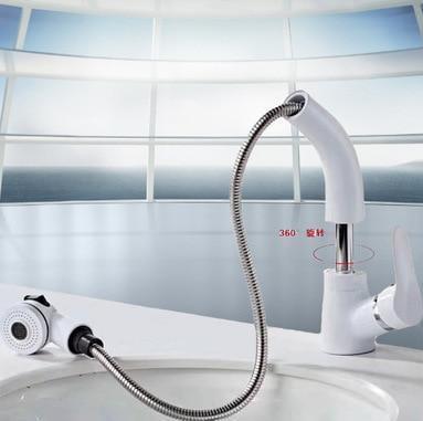 Pull-Out Shower Faucet 360° Swivel Adjustable Height Dual Modes