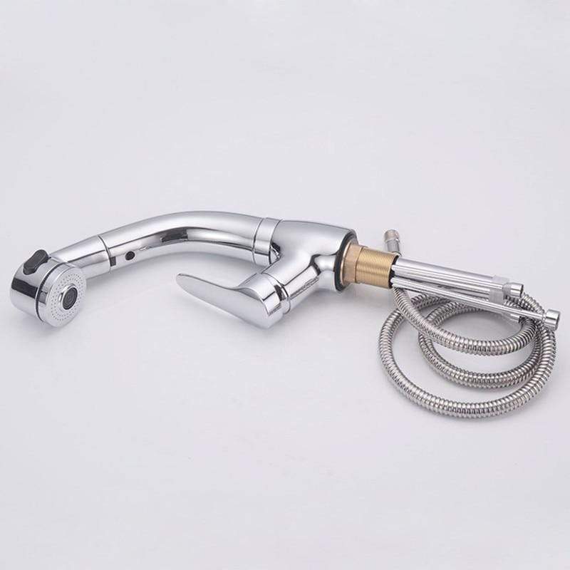Pull-Out Shower Faucet 360° Swivel Adjustable Height Dual Modes