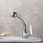 Pull-Out Shower Faucet 360° Swivel Adjustable Height Dual Modes