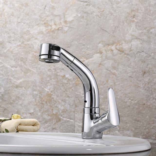 Pull-Out Shower Faucet 360° Swivel Adjustable Height Dual Modes