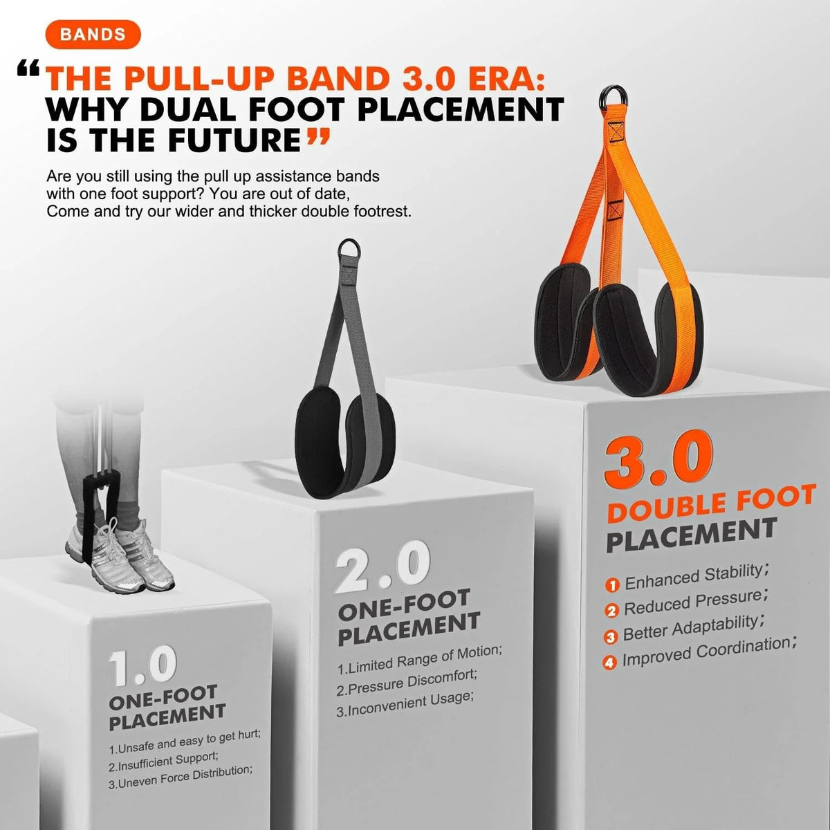 Pull-Up Assist Band Double-Foot Support & Reinforced Steel Hooks