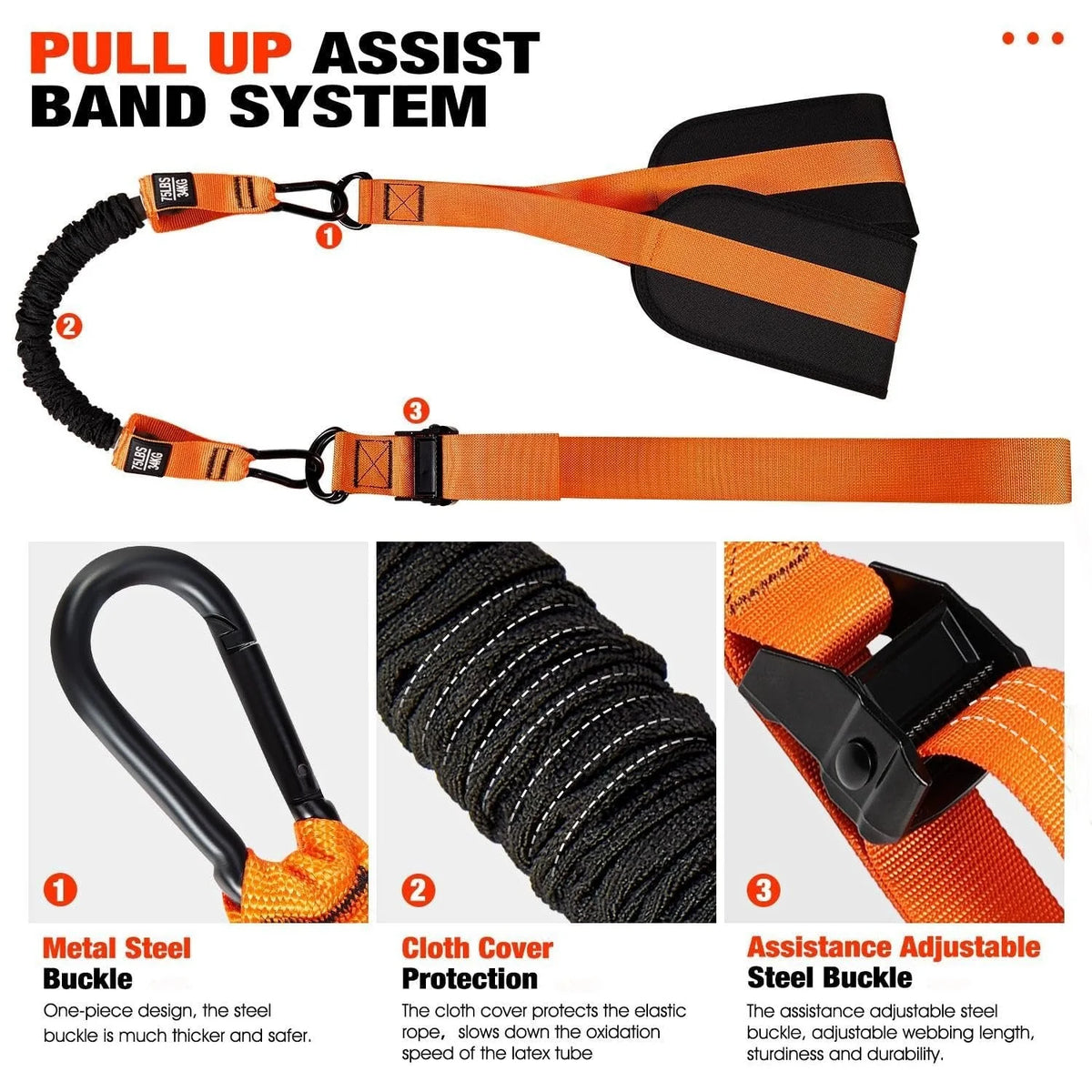 Pull-Up Assist Band Double-Foot Support & Reinforced Steel Hooks