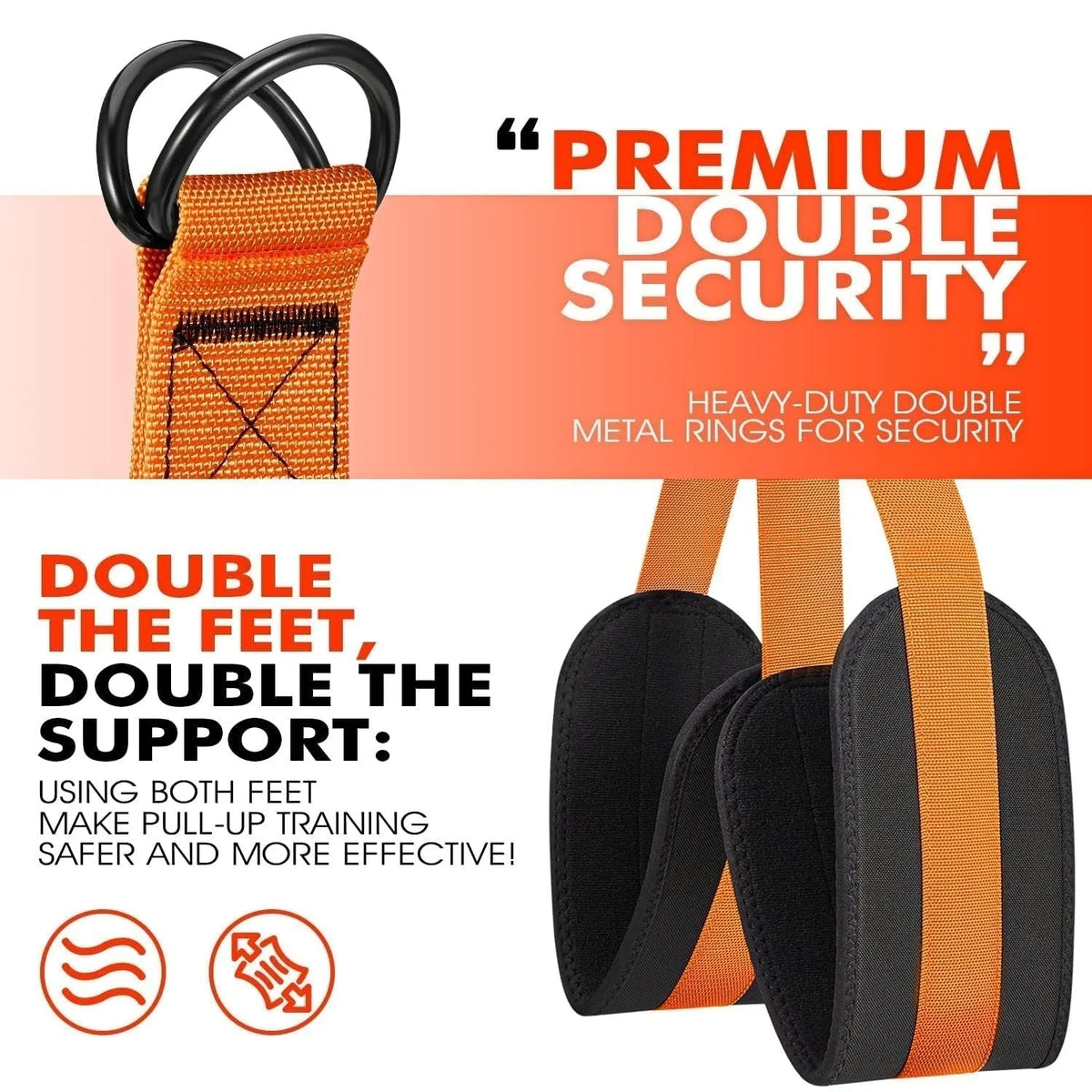 Pull-Up Assist Band Double-Foot Support & Reinforced Steel Hooks