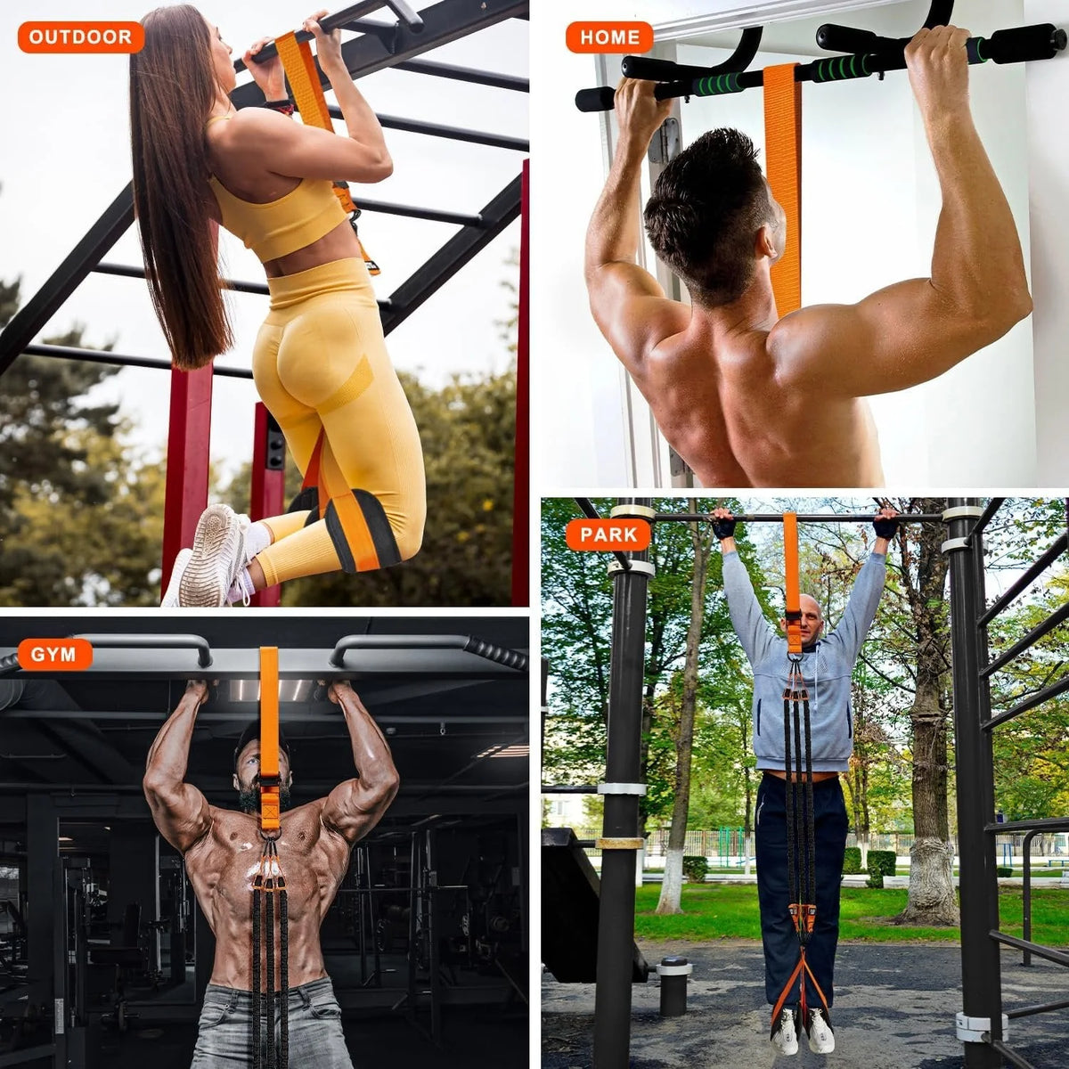 Pull-Up Assist Band Double-Foot Support & Reinforced Steel Hooks